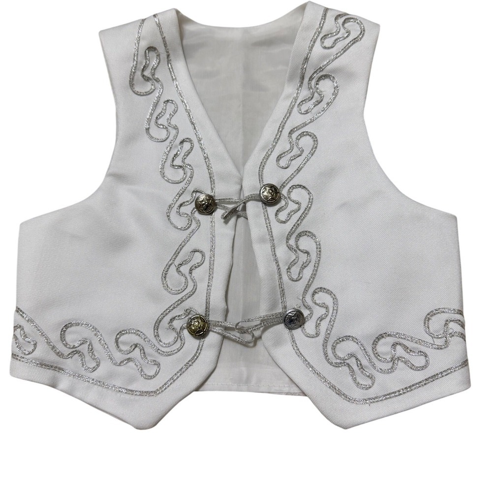 Mariachi Charro Suit Kids White Silver Embroidered 4-Piece Set Size 4T Boys - Picture 8 of 16